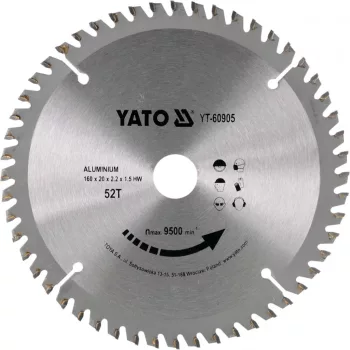   YATO Disc fierăstrău pentru aluminiu 160×52T×20 mm (YT-60905)