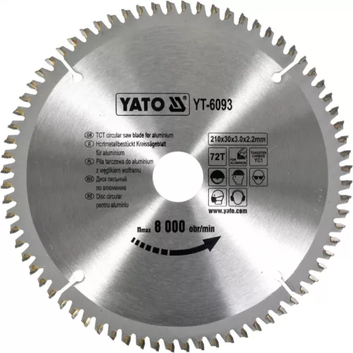 YATO Disc fierăstrău pentru aluminiu 210/30/72 (YT-6093)