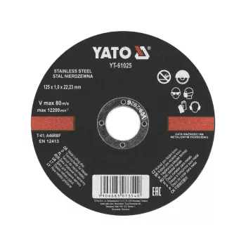 YATO Disc tăiere metal 125x1,0x22,2 mm INOX (YT-61025)