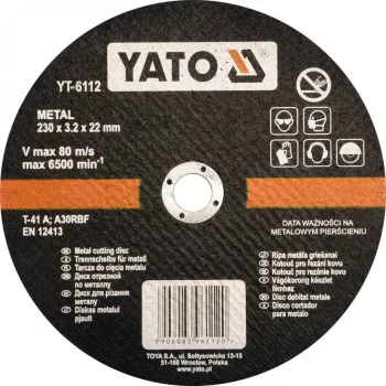 YATO Disc de tăiere pentru metal 230x3,2x22 mm (YT-6112)