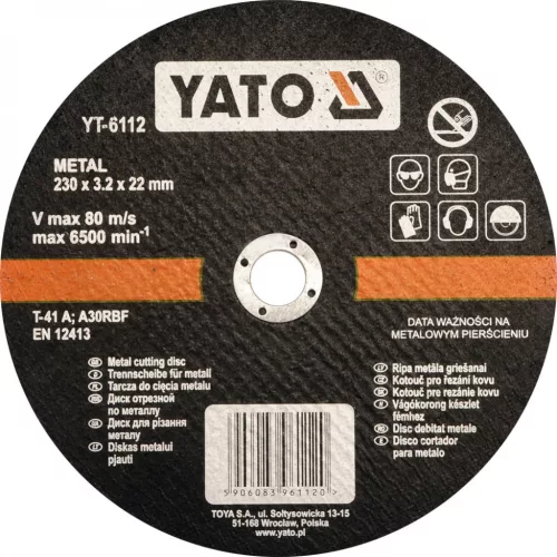 YATO Disc de tăiere pentru metal 230x3,2x22 mm (YT-6112)