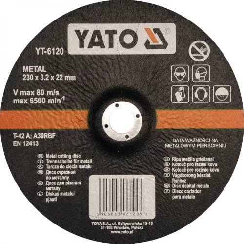 YATO Disc de tăiere pentru metal 230x3,2x22 mm (YT-6120)