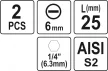 YATO Set biți 1/4" 25 mm, 6 mm, 2 buc. (YT-77893)