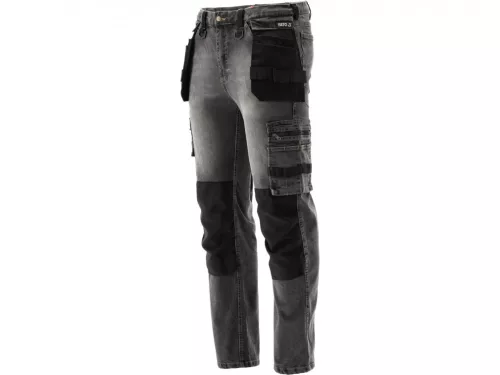 YATO Pantaloni jeans de protecție mărimea XL cu 17 buzunare gri (YT-79064)