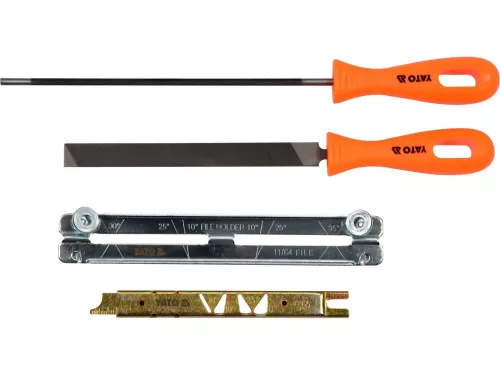 YATO Set ascuțitor manual lanț 4 piese 3/8” 0,325” 4,5 mm (YT-85041)